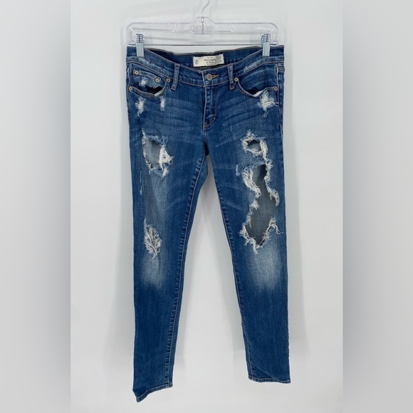 Abercrombie and Fitch Brett perfect stretch denim distressed jeans 27/31 - Picture 1 of 9